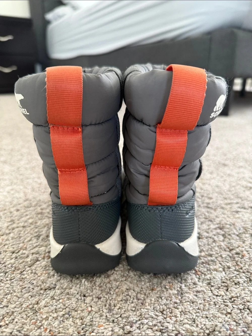 Sorel Kids Whitney II Puffy Mid Boot Gray/Orange waterproof Size 11